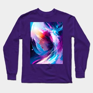 Abstract art of an anime girl, closeup view from side. Long Sleeve T-Shirt